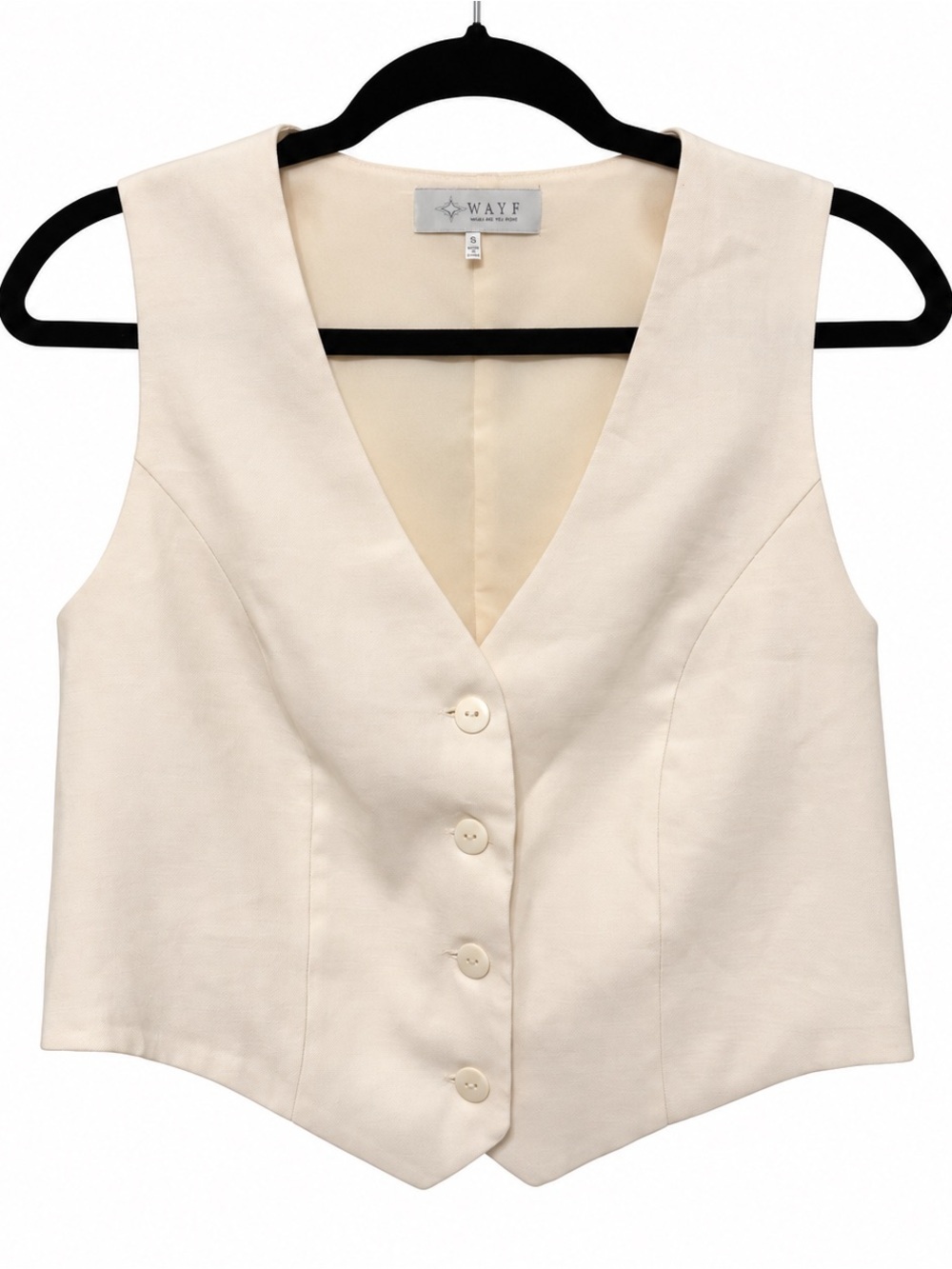 🦋WAYF| Ivory Tailored Vest Top Small Festival ACL Western Boho Button Front
